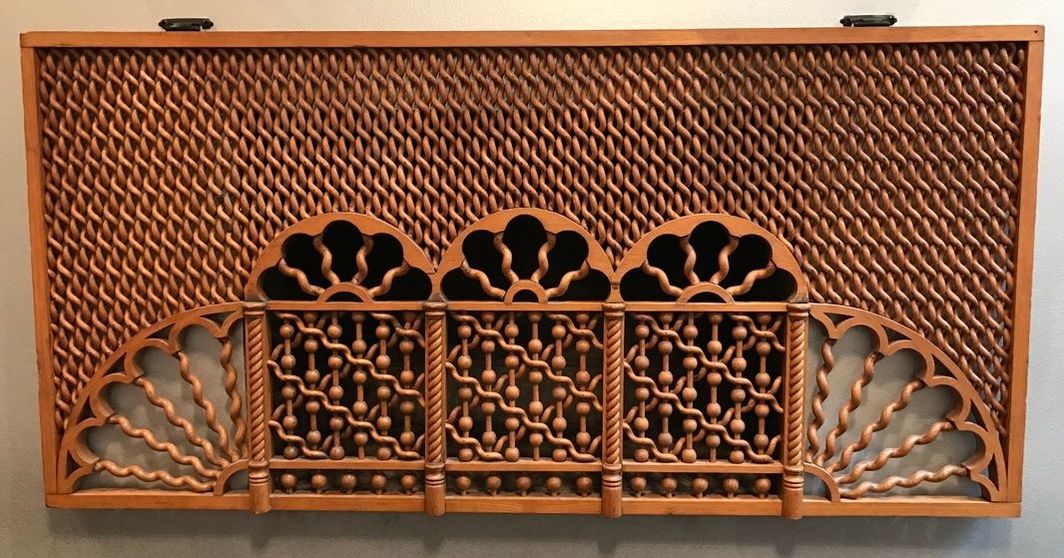 Exceptional Moorish fretwork grill manufactured by Moses Ransom with extraordinary tightly woven spiral elements circa 1885.